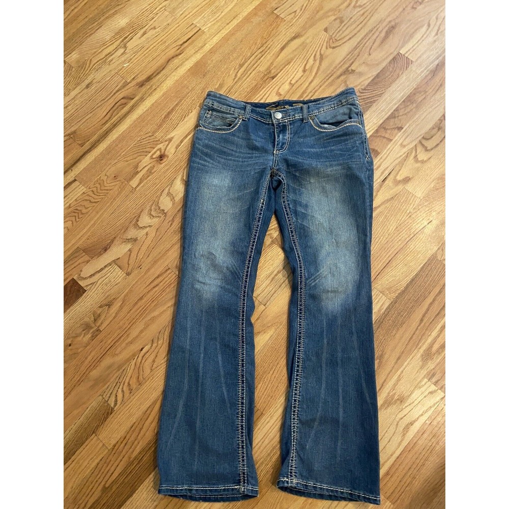 Seven7 Jeans Flap Pocket Bootcut  Mid Rise Medium Wash Blue Jeans 12 x 32